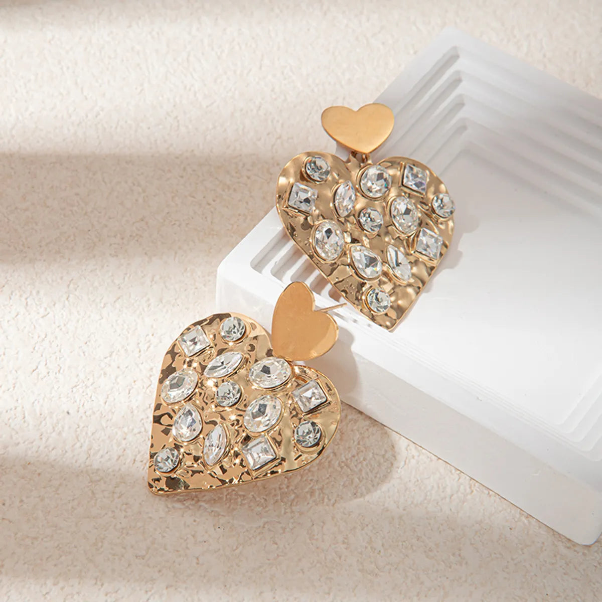 1 Pair Glam Sweet Heart Shape Plating Inlay Stainless Steel Zircon Gold Plated Drop Earrings