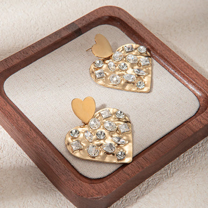 1 Pair Glam Sweet Heart Shape Plating Inlay Stainless Steel Zircon Gold Plated Drop Earrings