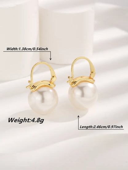 1 Pair Glam Sweet Love Round Plating Imitation Pearl Titanium Steel Copper Gold Plated Earrings