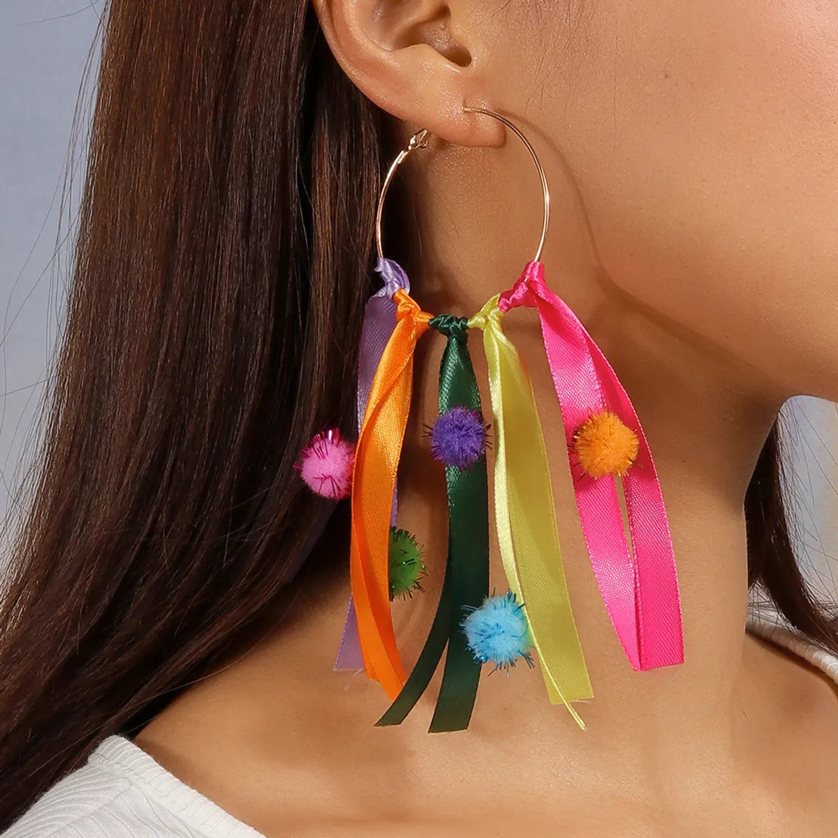 1 Pair Glam Sweet Tassel Alloy Colored Ribbons Drop Earrings