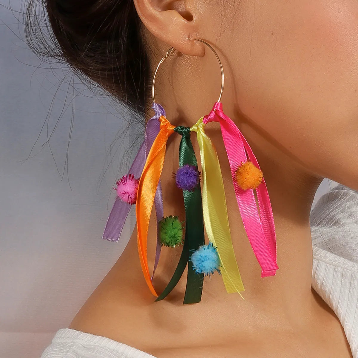 1 Pair Glam Sweet Tassel Alloy Colored Ribbons Drop Earrings