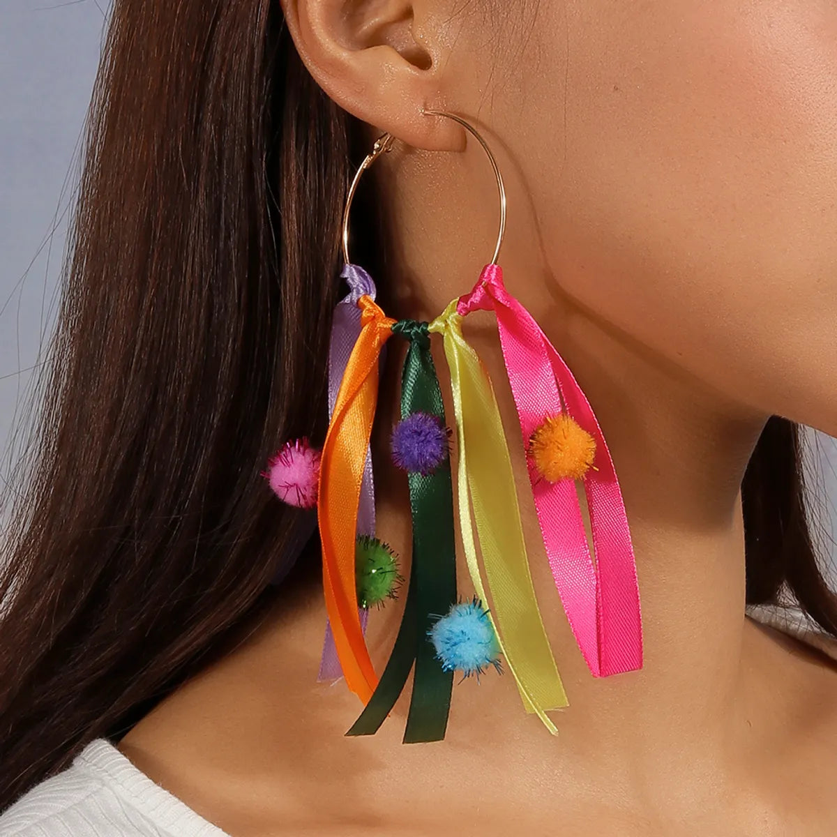 1 Pair Glam Sweet Tassel Alloy Colored Ribbons Drop Earrings