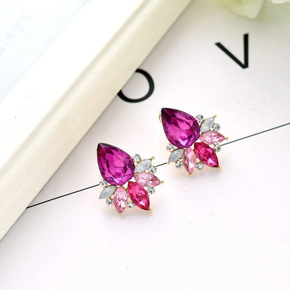 1 Pair Glam Water Droplets Inlay Alloy Artificial Crystal Drop Earrings