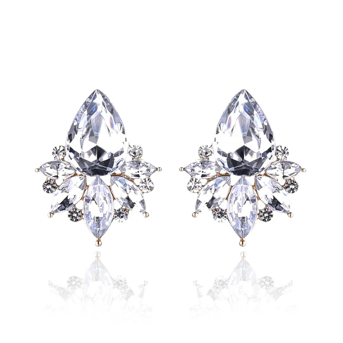 1 Pair Glam Water Droplets Inlay Alloy Artificial Crystal Drop Earrings