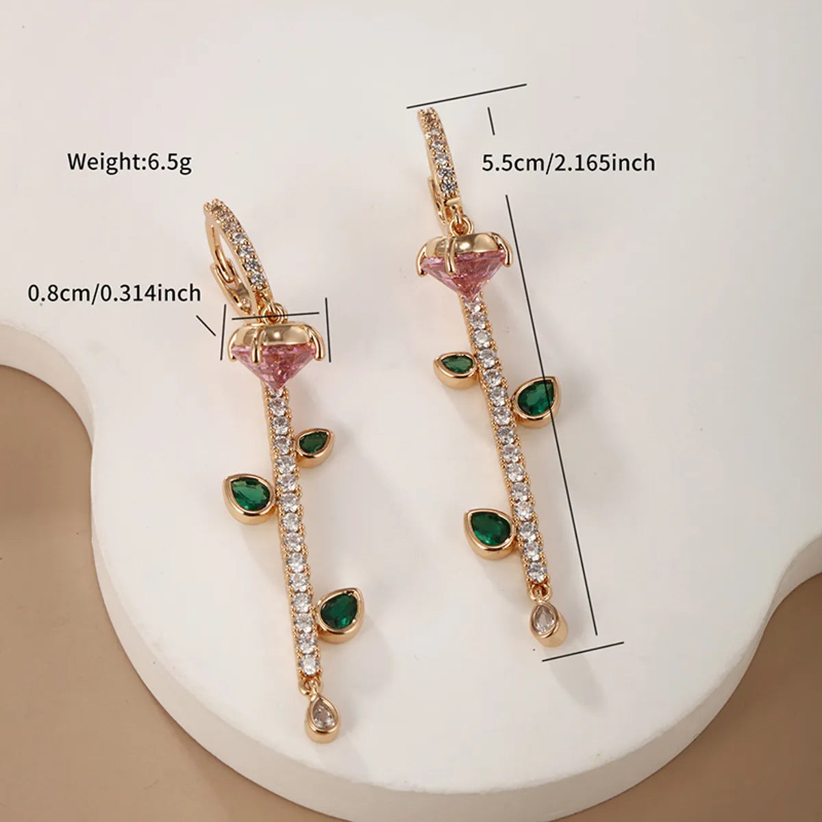 1 Pair Glam Xuping Shiny Geometric Leaves Water Droplets Plating Inlay Alloy Copper Alloy Artificial Gemstones 18k Gold Plated Drop Earrings