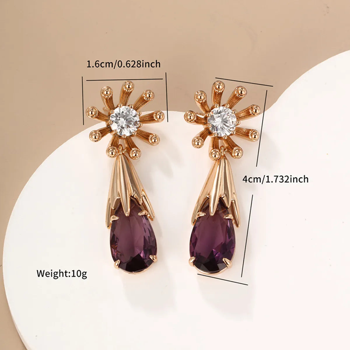 1 Pair Glam Xuping Shiny Water Droplets Flower Plating Inlay Alloy Copper Alloy Artificial Gemstones 18k Gold Plated Drop Earrings