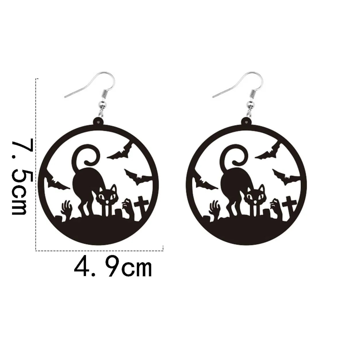 1 Pair Gothic Cool Style Cat Spider Bat Arylic Drop Earrings