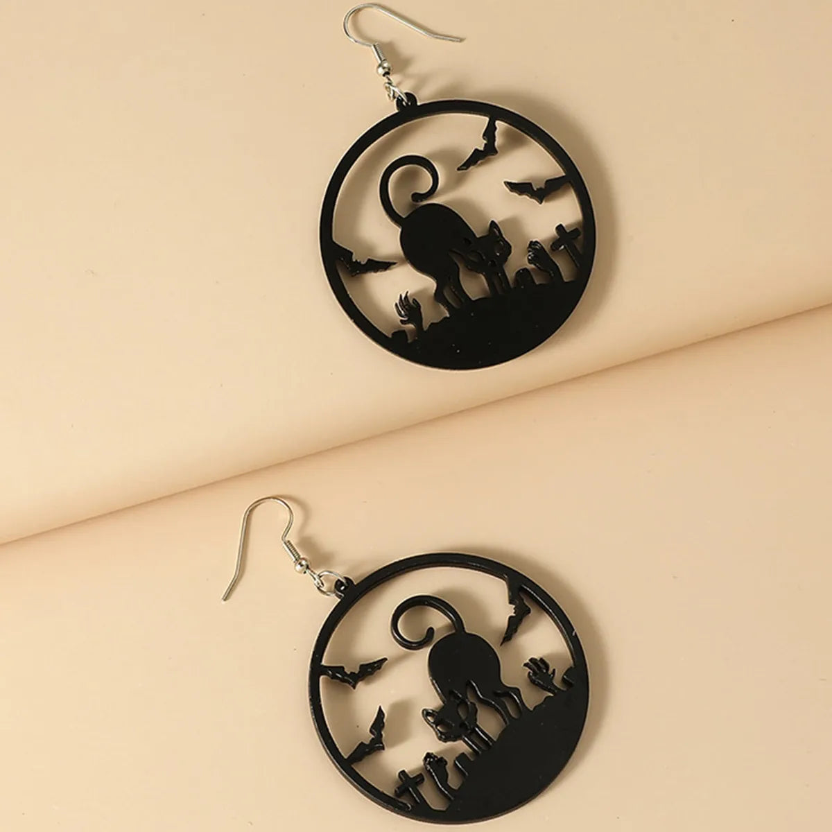 1 Pair Gothic Cool Style Cat Spider Bat Arylic Drop Earrings