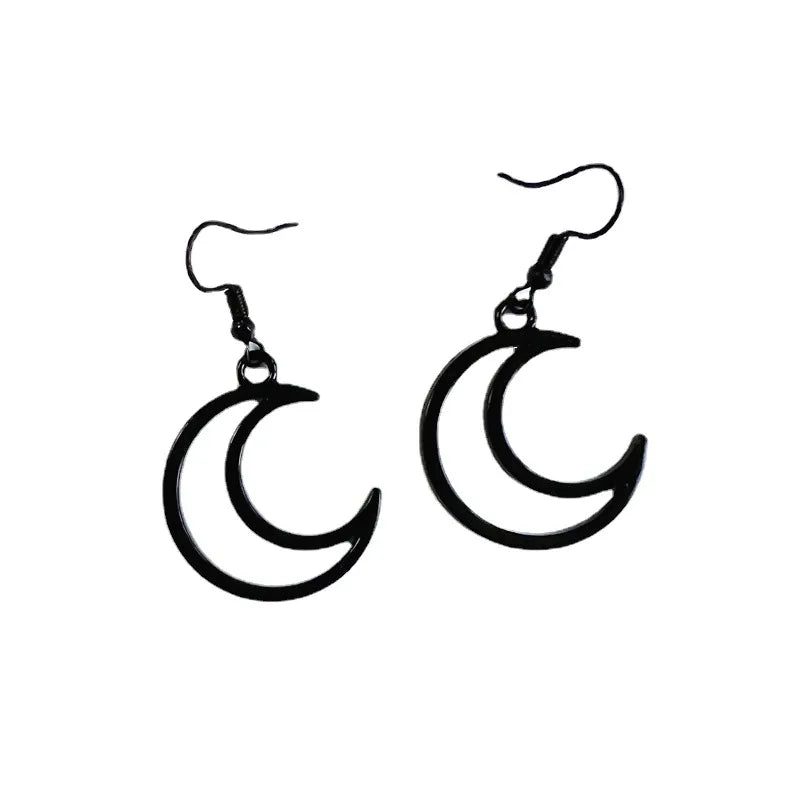 1 Pair Gothic Cool Style Hand Moon Bat Plating Alloy Drop Earrings