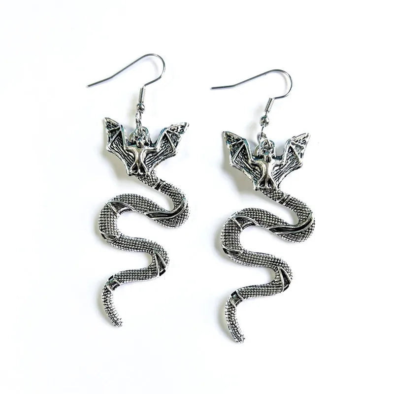 1 Pair Gothic Cool Style Hand Moon Bat Plating Alloy Drop Earrings