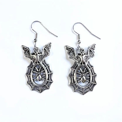 1 Pair Gothic Cool Style Hand Moon Bat Plating Alloy Drop Earrings