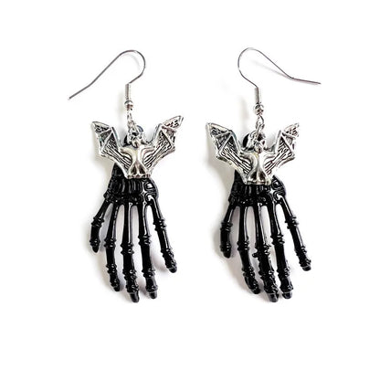 1 Pair Gothic Cool Style Hand Moon Bat Plating Alloy Drop Earrings