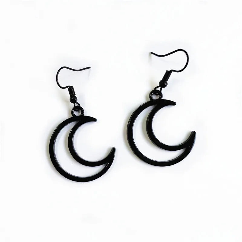 1 Pair Gothic Cool Style Hand Moon Bat Plating Alloy Drop Earrings