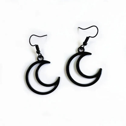 1 Pair Gothic Cool Style Hand Moon Bat Plating Alloy Drop Earrings