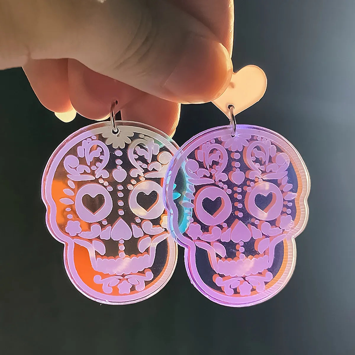 1 Pair Gothic Cool Style Skull Ghost Arylic Drop Earrings