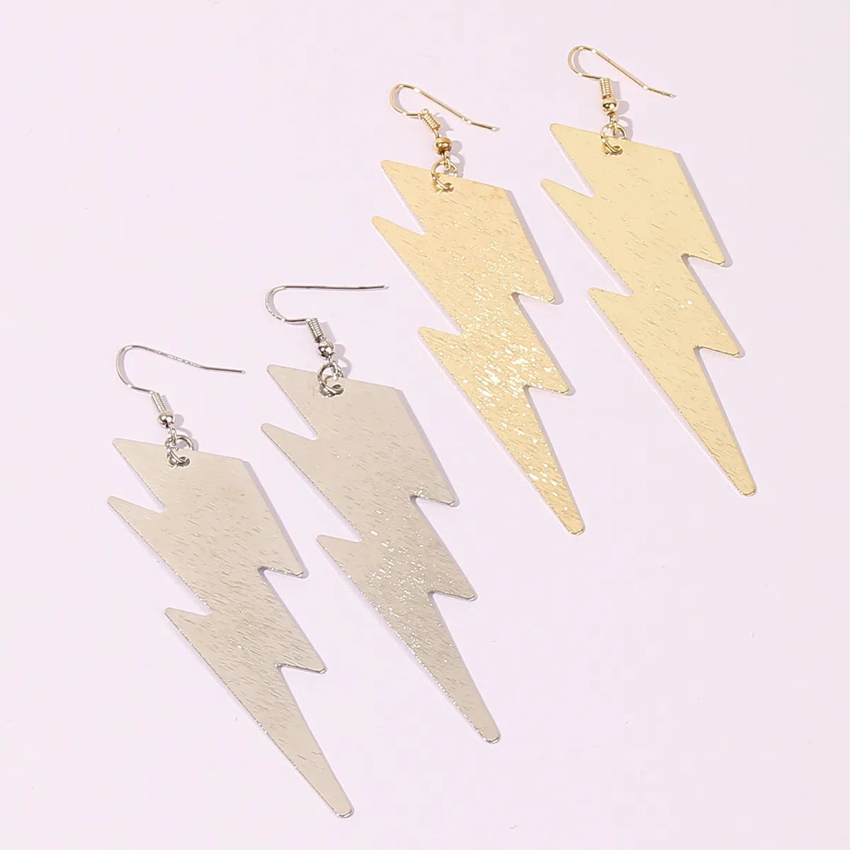 1 Pair Gothic Exaggerated Cool Style Lightning Metal Gold Plated Drop Earrings