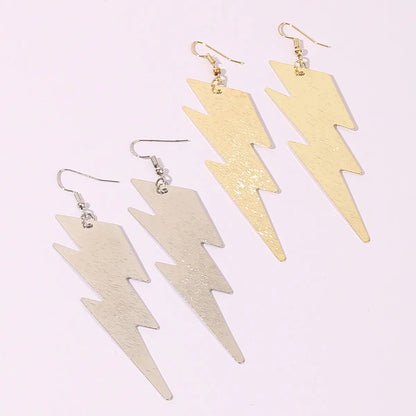 1 Pair Gothic Exaggerated Cool Style Lightning Metal Gold Plated Drop Earrings