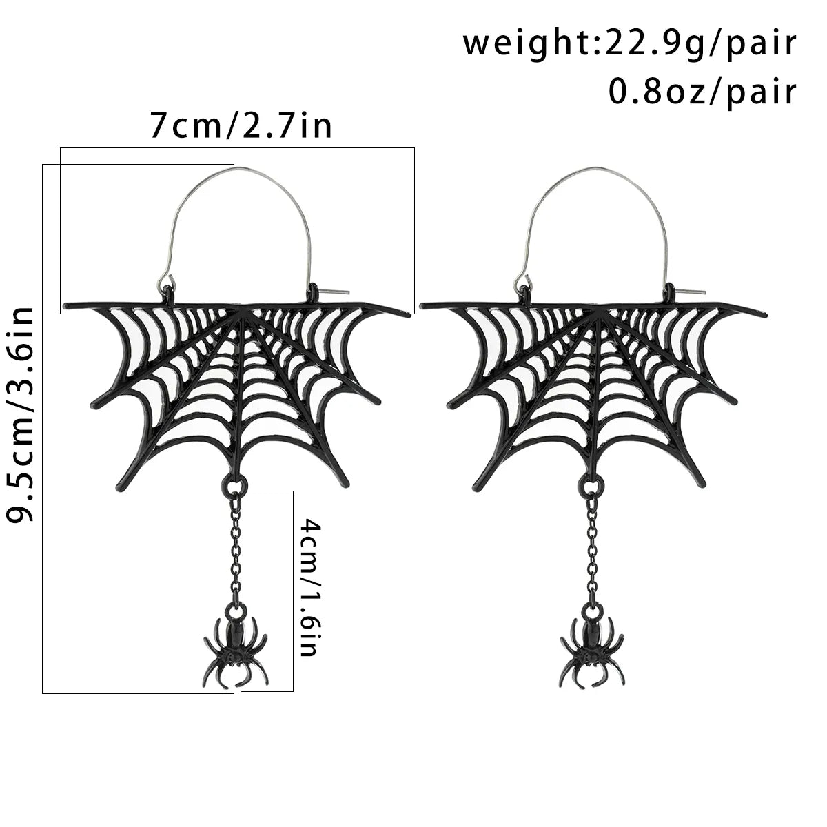 1 Pair Gothic Exaggerated Spider Spider Web Hollow Out Alloy Drop Earrings