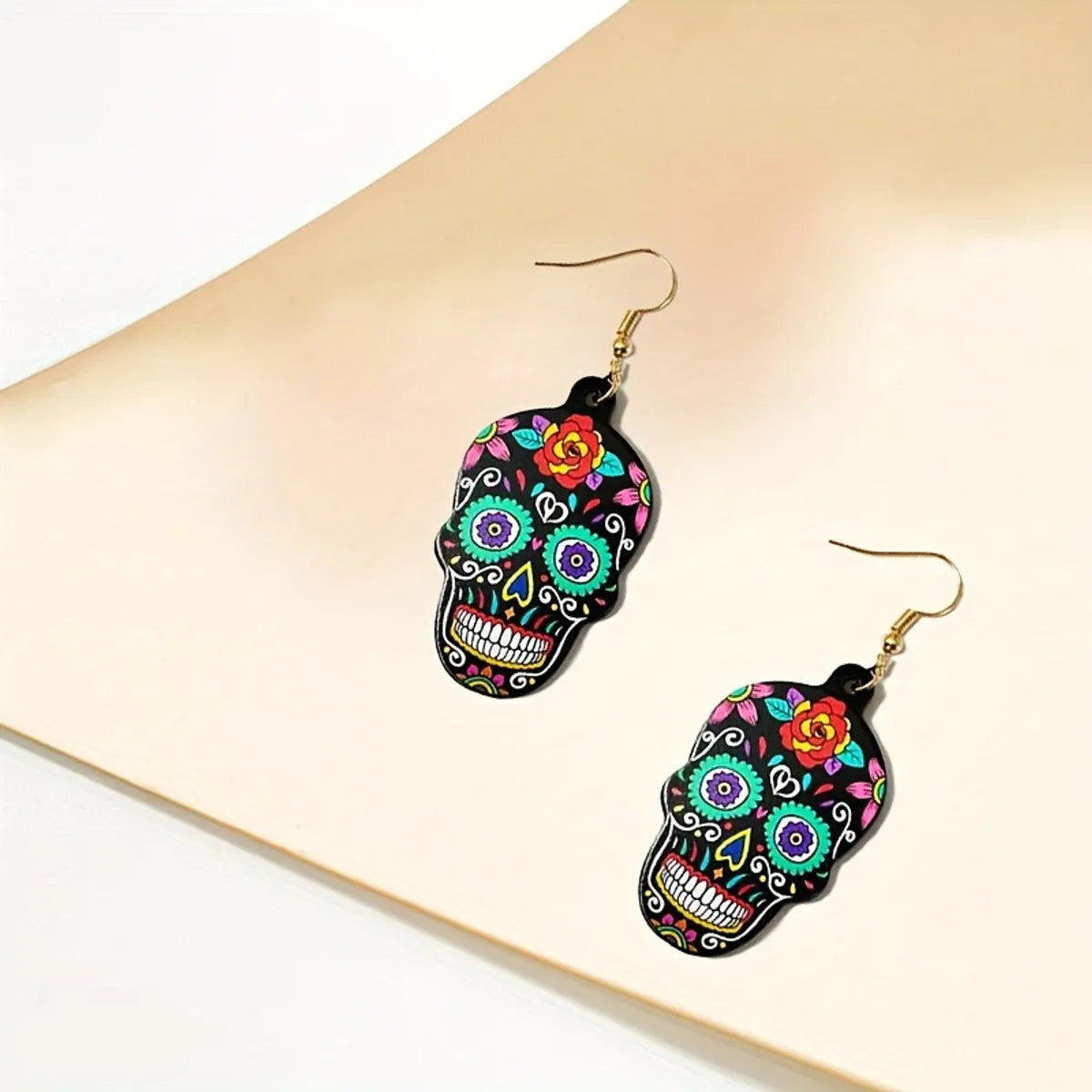 1 Pair Gothic Funny Skull Arylic Drop Earrings