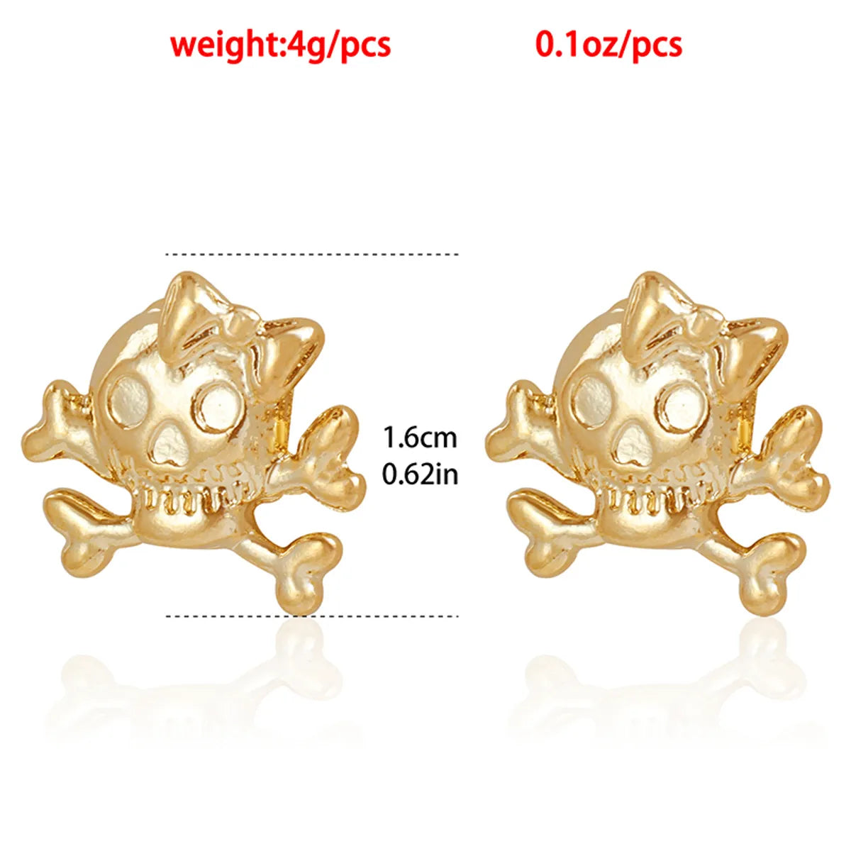 1 Pair Gothic Hip-Hop Skull Plating Alloy Ear Studs