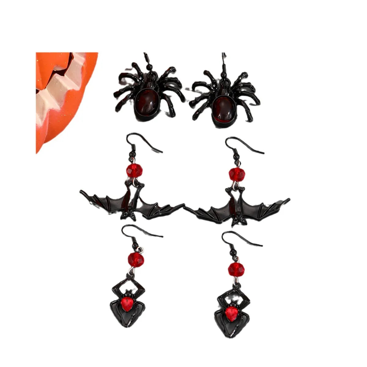 1 Pair Gothic Hip-Hop Spider Bat Skull Plating Alloy Earrings