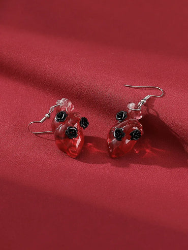 1 Pair Gothic Punk Cool Style Rose Synthetic Resin Alloy Drop Earrings