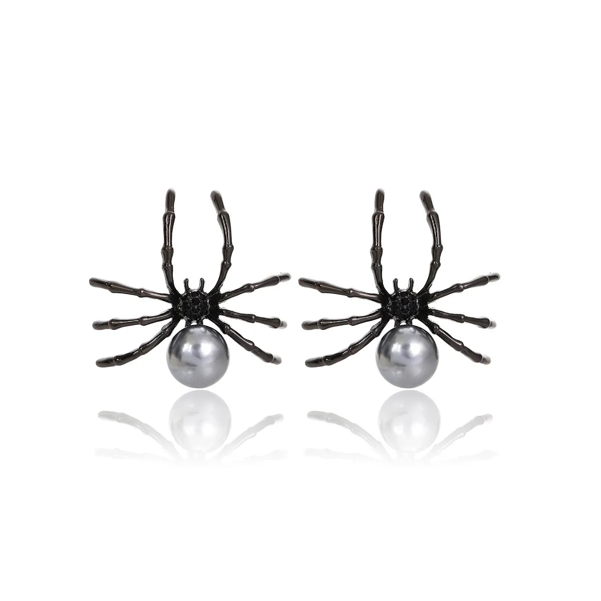 1 Pair Gothic Punk Cool Style Spider Inlay Zinc Alloy Rhinestones Pearl Ear Studs