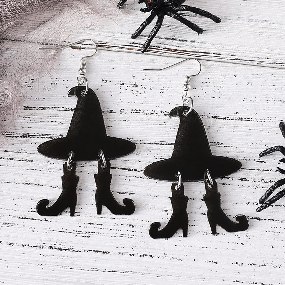 1 Pair Gothic Punk Witch Hat Shoes Arylic Drop Earrings