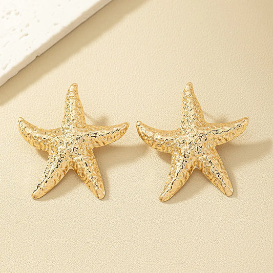 1 Pair Hawaiian Beach Starfish Plating Alloy Ear Studs