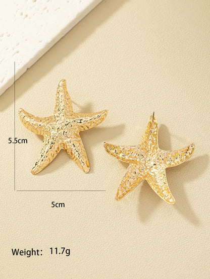 1 Pair Hawaiian Beach Starfish Plating Alloy Ear Studs