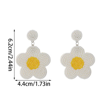 1 Pair Hawaiian Bohemian Tropical Flower Beaded Beaded Nonwoven Glass Drop Earrings