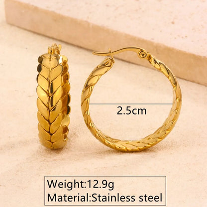 1 Pair Hawaiian Rock Streetwear Circle Plating 304 Stainless Steel 18K Gold Plated Hoop Earrings