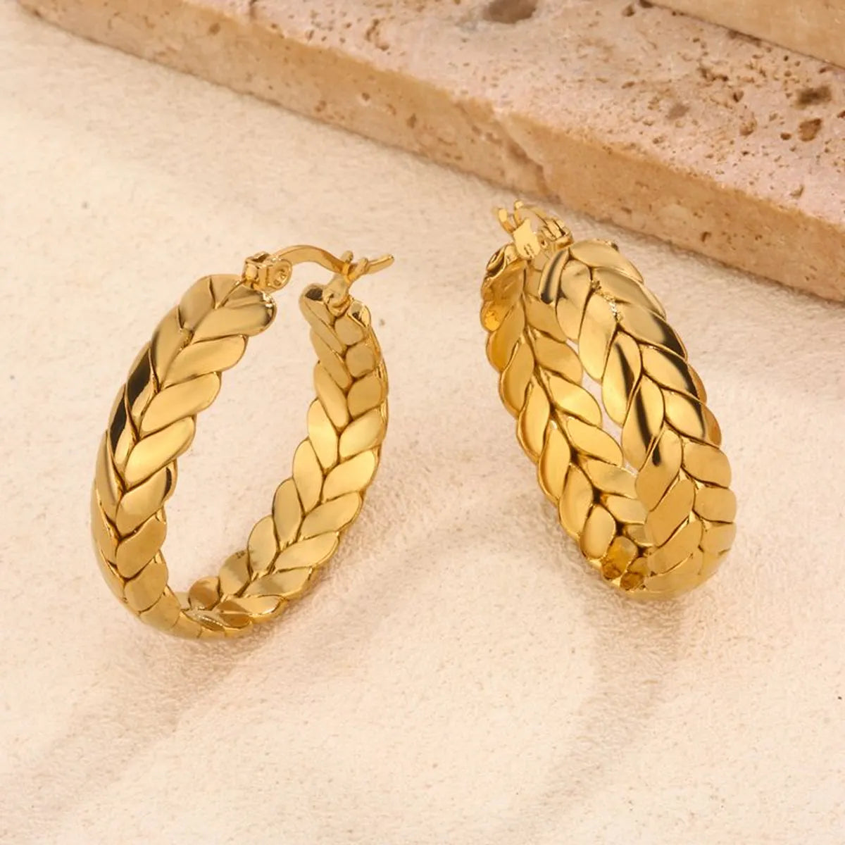 1 Pair Hawaiian Rock Streetwear Circle Plating 304 Stainless Steel 18K Gold Plated Hoop Earrings