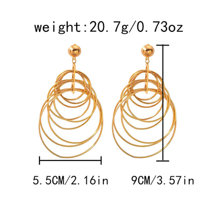 1 Pair Hawaiian Simple Style Classic Style Geometric Round Water Droplets Plating Hollow Out 304 Stainless Steel 14K Gold Plated Drop Earrings