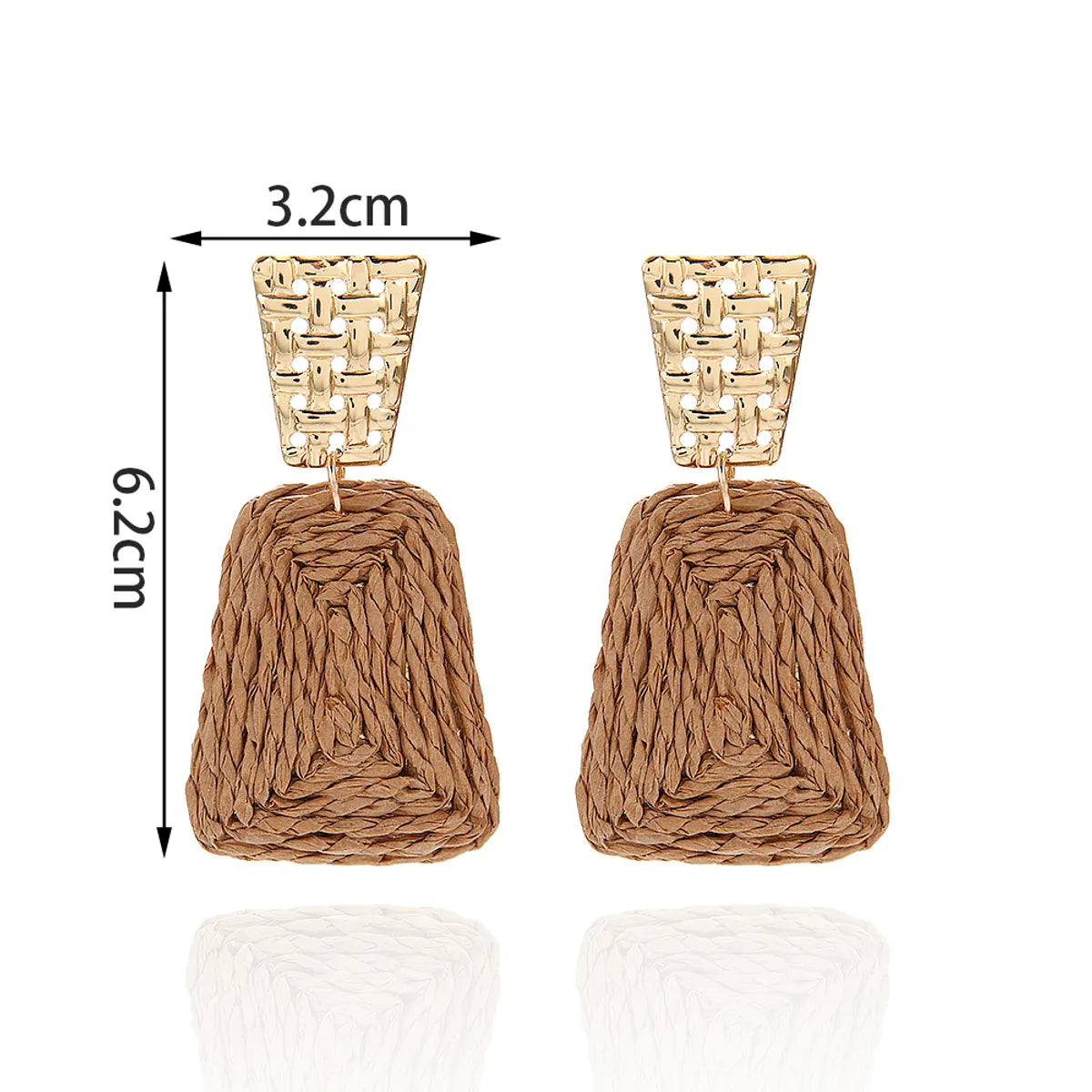 1 Pair Hawaiian Tropical Geometric Alloy Raffia 14K Gold Plated Drop Earrings