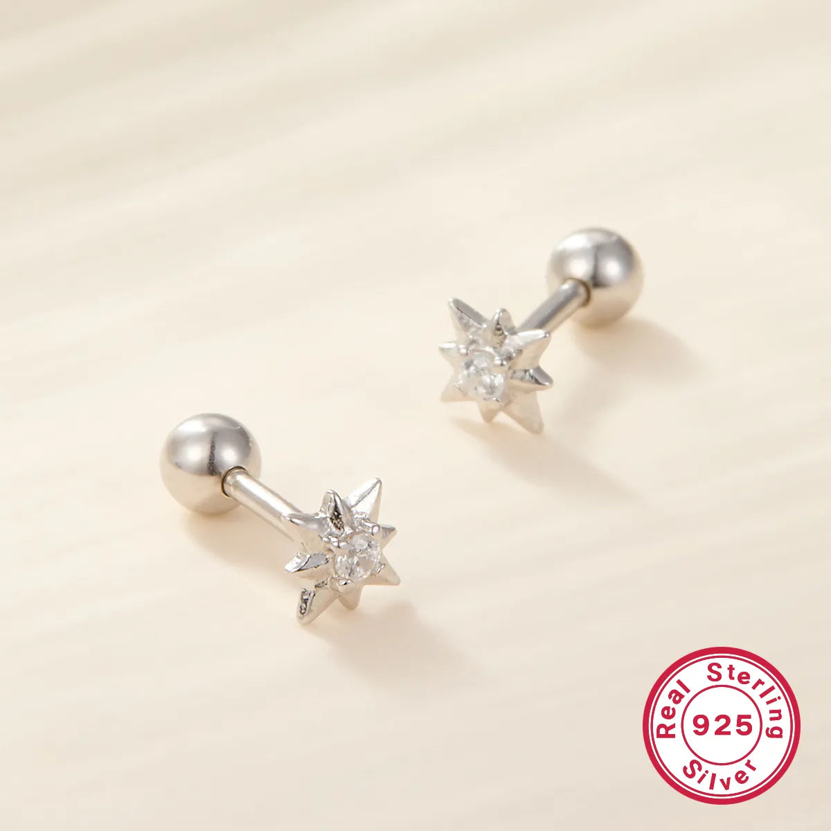 1 Pair Hawaiian Tropical Simple Style Star Inlay Sterling Silver Zircon White Gold Plated Gold Plated Ear Studs