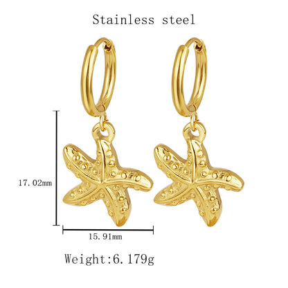 1 Pair Hawaiian Vacation Beach Starfish Hippocampus Octopus Plating 304 Stainless Steel Drop Earrings