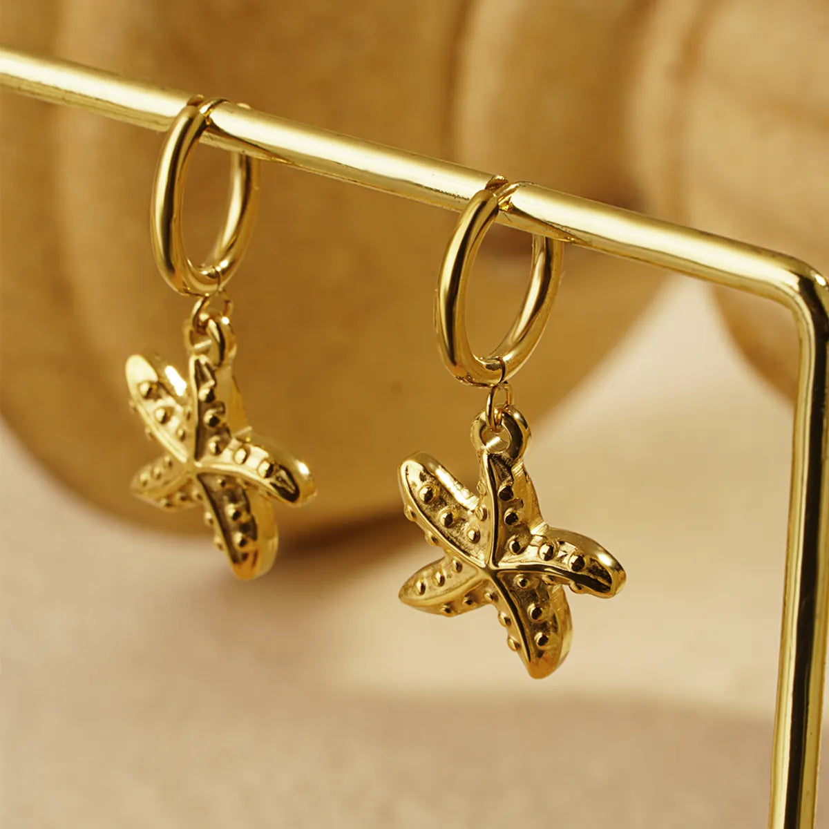 1 Pair Hawaiian Vacation Beach Starfish Hippocampus Octopus Plating 304 Stainless Steel Drop Earrings