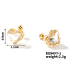 1 Pair Hawaiian Vacation Classic Style Heart Shape Crown Inlay Copper Zircon K Gold Plated Ear Studs