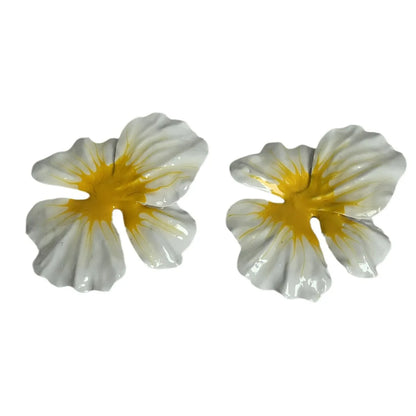 1 Pair Hawaiian Vacation Flower Stoving Varnish Copper Alloy Ear Studs