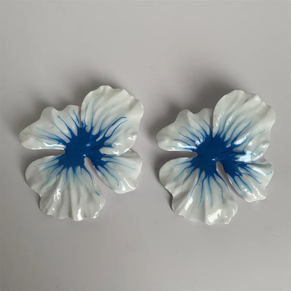 1 Pair Hawaiian Vacation Flower Stoving Varnish Copper Alloy Ear Studs