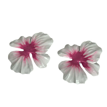 1 Pair Hawaiian Vacation Flower Stoving Varnish Copper Alloy Ear Studs