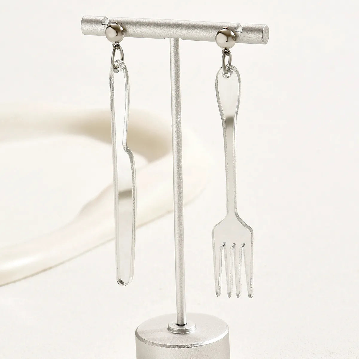 1 Pair Hip-hop Blade Fork Asymmetrical Arylic Drop Earrings