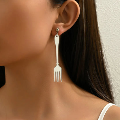 1 Pair Hip-hop Blade Fork Asymmetrical Arylic Drop Earrings