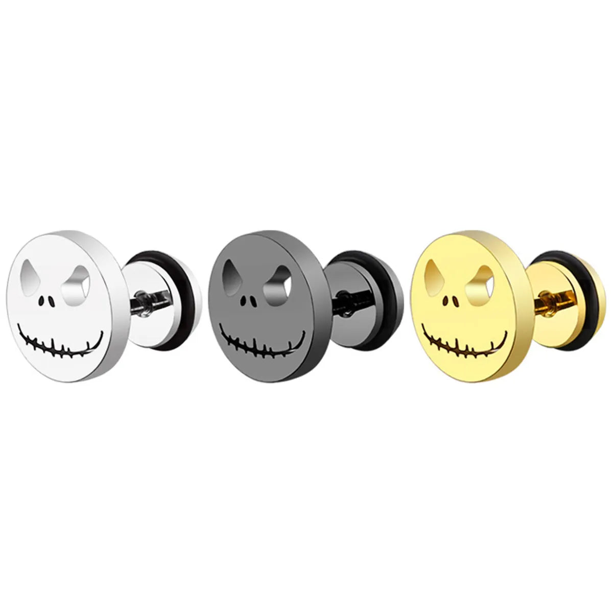 1 Pair Hip-Hop Classic Style Circle Smile Face Titanium Steel Ear Studs