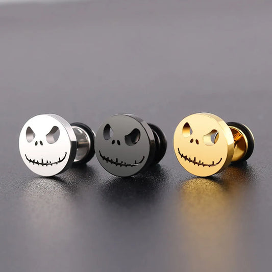 1 Pair Hip-Hop Classic Style Circle Smile Face Titanium Steel Ear Studs