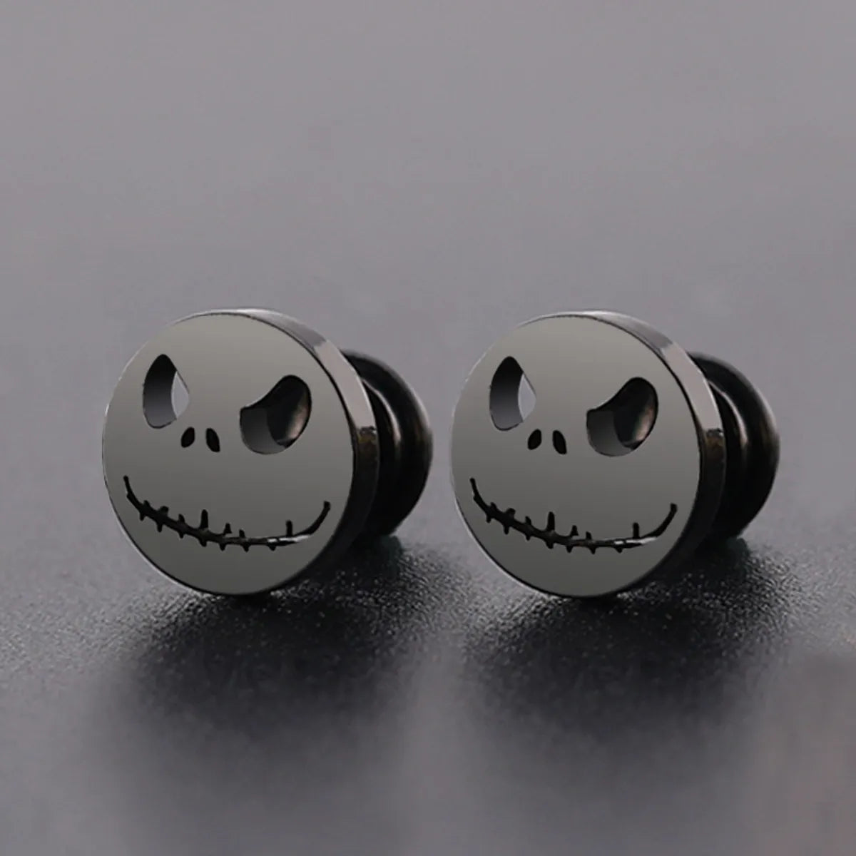 1 Pair Hip-Hop Classic Style Circle Smile Face Titanium Steel Ear Studs