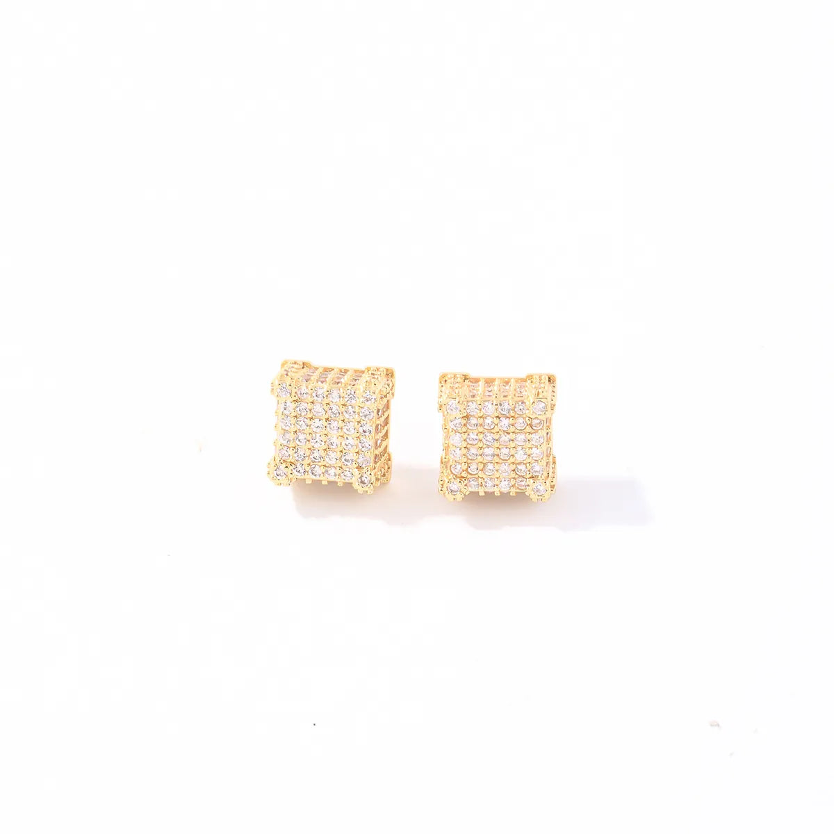 1 Pair Hip-hop Cool Style Shiny Square Plating Inlay Copper Zircon Ear Studs