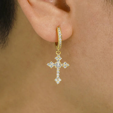 1 Pair Hip-Hop Cross Alloy Inlay Zircon Unisex Earrings