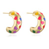 1 Pair Hip-Hop Exaggerated Luxurious C Shape Heart Shape Enamel Copper Copper 18K Gold Plated Ear Studs